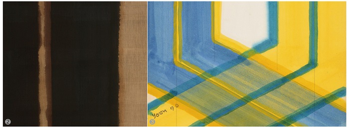 ❷청다색 · Umber-Blue, 1978, 마포에 유채,  270×141㎝ ❸드로잉, 1970, 종이에 유채, 32×25㎝