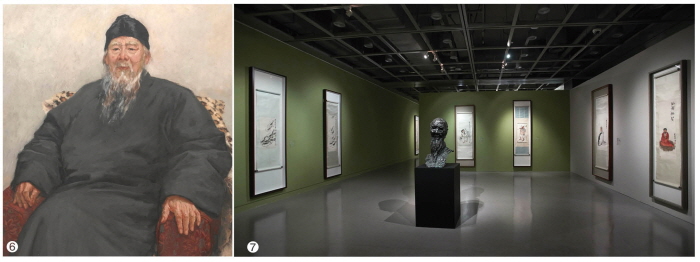 ❻ 우웨이산, 화가 치바이스, 2012, 청동 조소, 28x19x142㎝ ❼ 치바이스와의 대화展 전시장 풍경