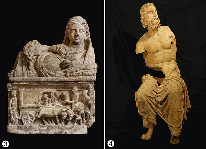 ❸여행하는 부부가 묘사된 유골함, 기원전 2세기 말, 구아르나치 에트루리아박물관❹유피테르, 기원전 2세기,  피렌체국립고고학박물관