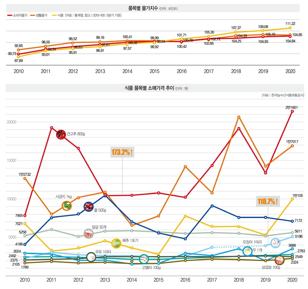 장바구니 경제학➂] 10년 전보다 무거워진 장바구니 탓에… < Special < Special Report < 기사본문 - 더스쿠프
