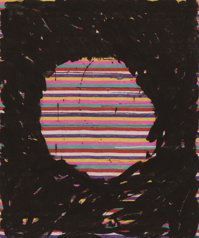 색동 구름, 1987, 색동과 잉크, 127×105㎝