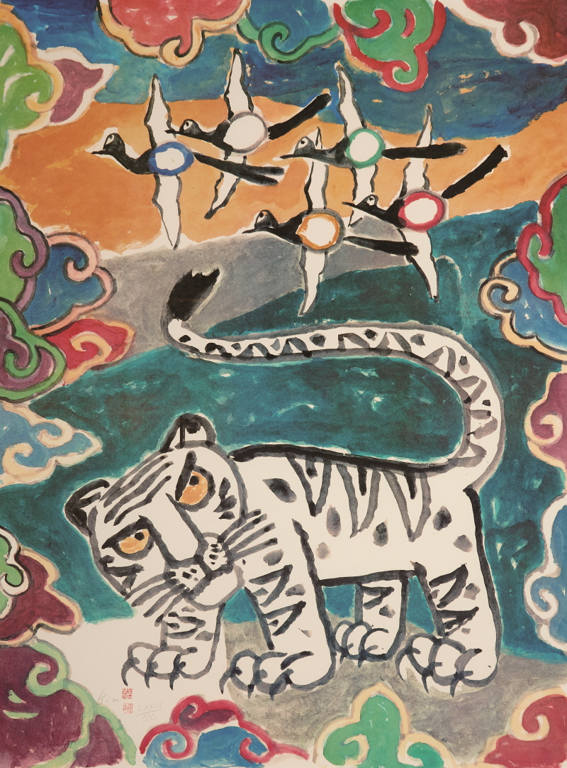 김기창, 신비로운 동방의 샛별, 88×66, 종이에 석판화, 1988, 코리아나미술관 소장