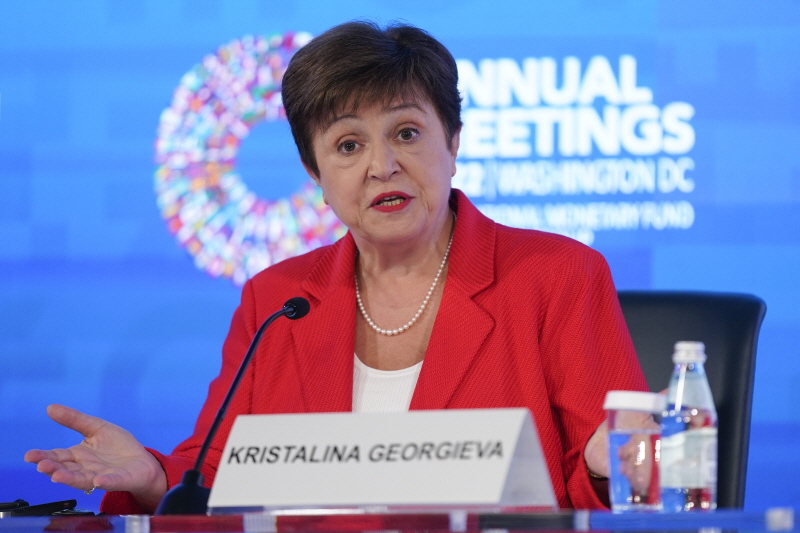 크리스티나 게오르기에바 IMF 총재가 6일 비관적인 세계 경제 전망을 내놓았다. [사진=뉴시스]