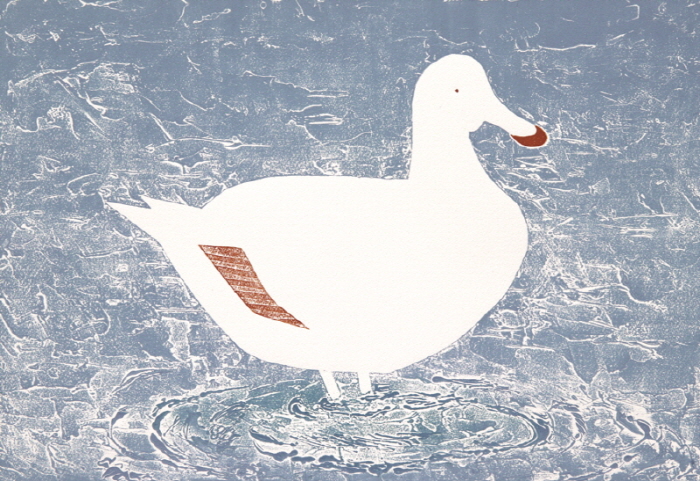 Stream Duck, 지판화, 42×59.4㎝, 2023.[사진=카페 바탕 제공]