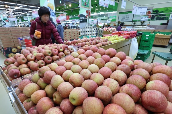 2월 과일 물가가 41.2% 급등했다. 서울 시내 한 대형마트의 과일 코너. [사진=뉴시스]