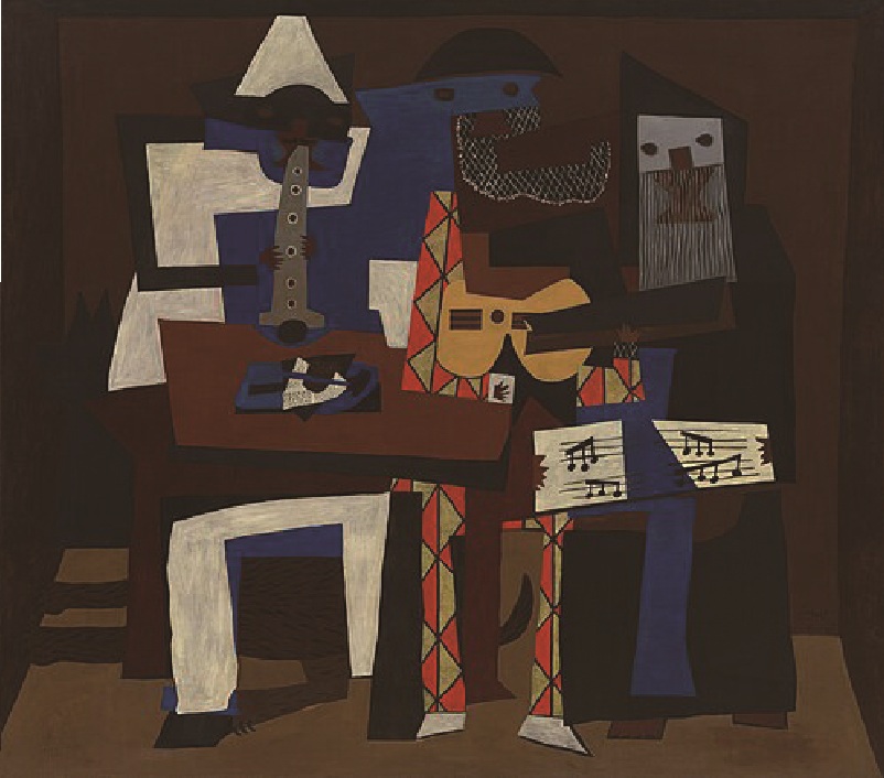 파블로 피카소, 세명의 음악가, 1921년, 201×223㎝, 캔버스에 유화, MoMa미술관, 뉴욕, 미국 [그림 | 위키백과]