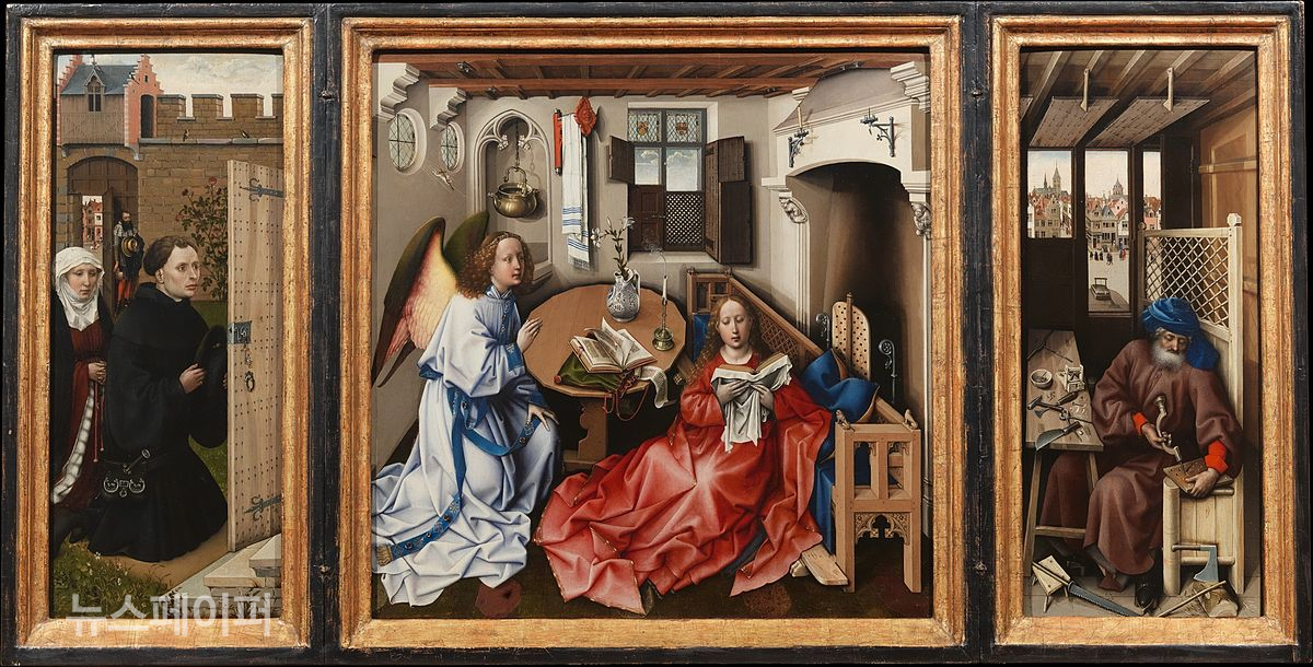 [로베르 캉팽의 "메로드 제단화"(수태고지 세 폭 제단화) Annunciation Triptych (Merode Altarpiece)]